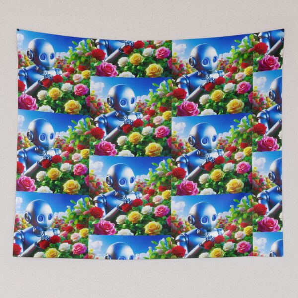 Item preview, Colorful roses and cute robot designed and sold by Dogandesighn.