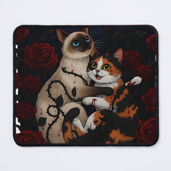 Item preview, Gothic Cats in Thorny Roses under Blood Moon | Dark Academia Love designed and sold by meesub.