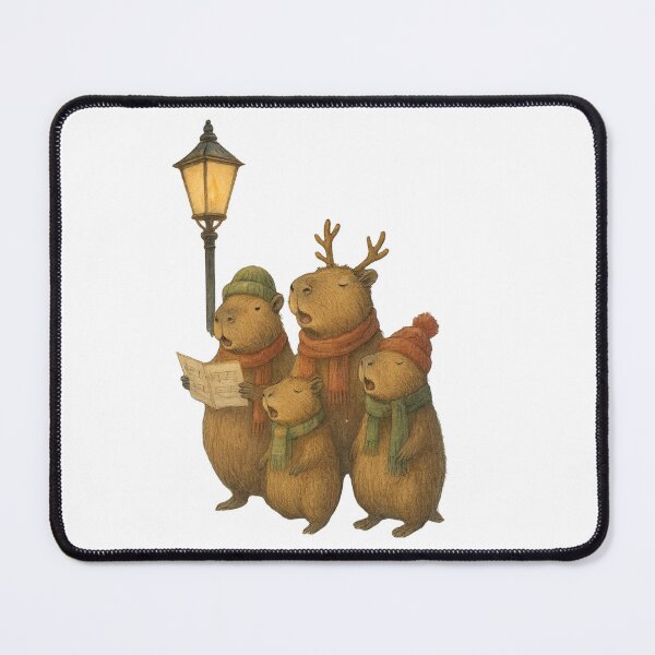 Item preview, Hand-Drawn Capybara Carol Singers Festive Christmas Art designed and sold by ShapedUp.