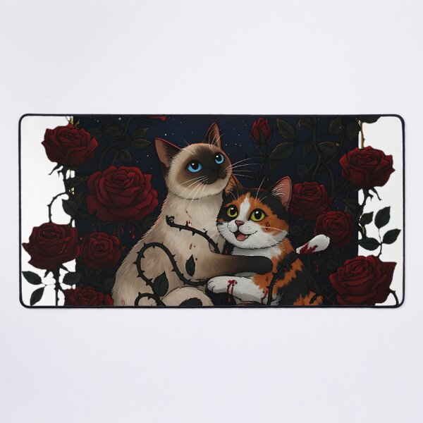 Item preview, Gothic Cats in Thorny Roses under Blood Moon | Dark Academia Love designed and sold by meesub.