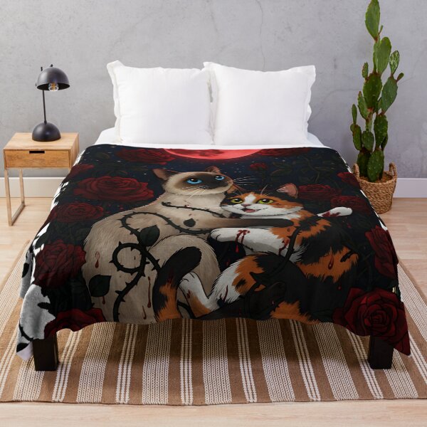 Item preview, Gothic Cats in Thorny Roses under Blood Moon | Dark Academia Love designed and sold by meesub.