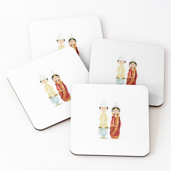 Item preview, Traditional Indian Wedding Couple Cartoon | Bride and Groom Illustration Art designed and sold by TeesHearts100.
