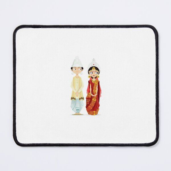 Item preview, Traditional Indian Wedding Couple Cartoon | Bride and Groom Illustration Art designed and sold by TeesHearts100.