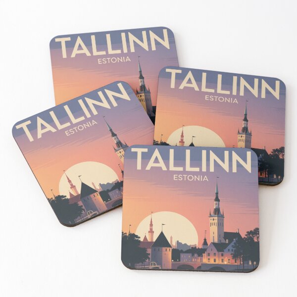 Item preview, Tallinn Estonia Sunset Skyline Travel Poster designed and sold by Timeless Design.