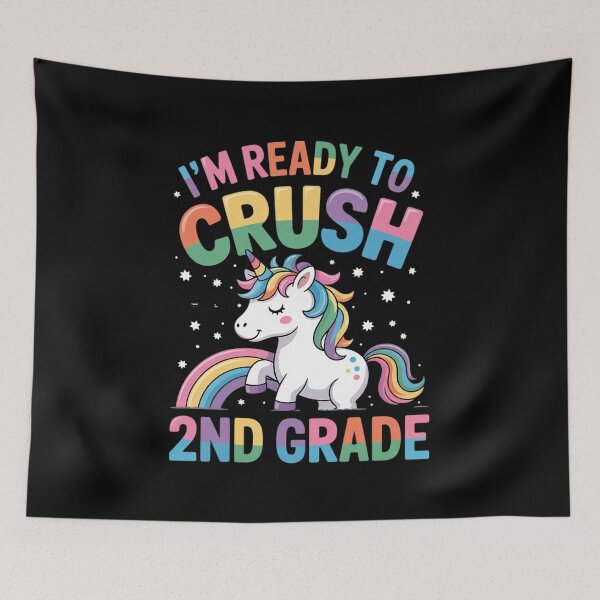 Item preview, Ready To Crush 2nd Grade Cute Unicorn Back To School Kids  designed and sold by lilLilaBatArt.