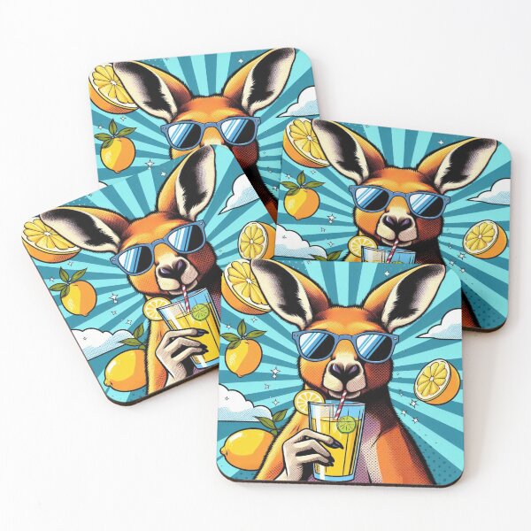 Item preview, Cute kangaroo drinking lemonade designed and sold by Dogandesighn.