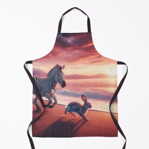 Item preview, Zebra and rabbit running on the beach at sunset designed and sold by Dogandesighn.