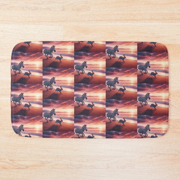 Item preview, Zebra and rabbit running on the beach at sunset designed and sold by Dogandesighn.