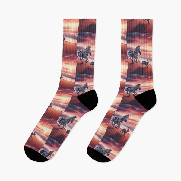 Item preview, Zebra and rabbit running on the beach at sunset designed and sold by Dogandesighn.