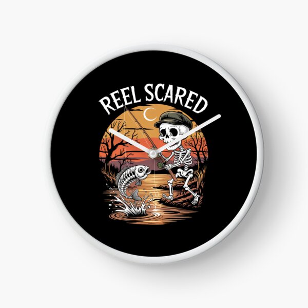 Item preview, Reel Scared Halloween Fishing Skeleton Fisherman Bass  designed and sold by lilLilaBatArt.