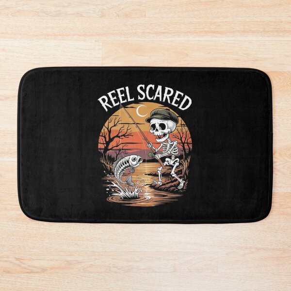 Item preview, Reel Scared Halloween Fishing Skeleton Fisherman Bass  designed and sold by lilLilaBatArt.