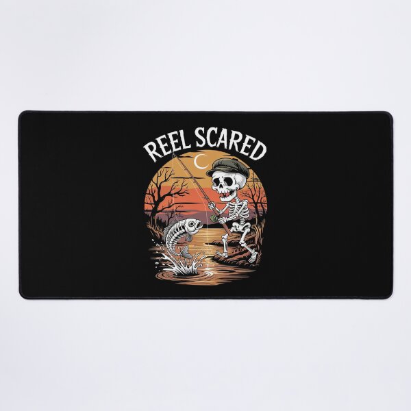 Item preview, Reel Scared Halloween Fishing Skeleton Fisherman Bass designed and sold by lilLilaBatArt.