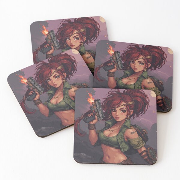 Item preview, Retro Red Hair Girl Holding Gun designed and sold by pexoboy.