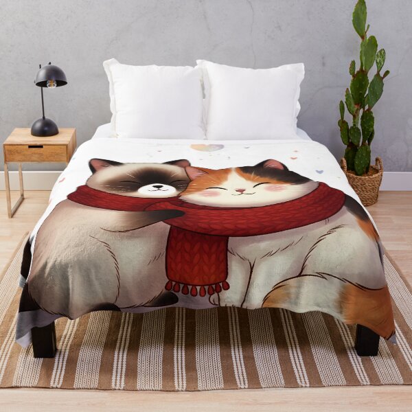 Item preview, Cozy Cat Couple Sharing Scarf | Cute Valentine's Day Hug designed and sold by meesub.