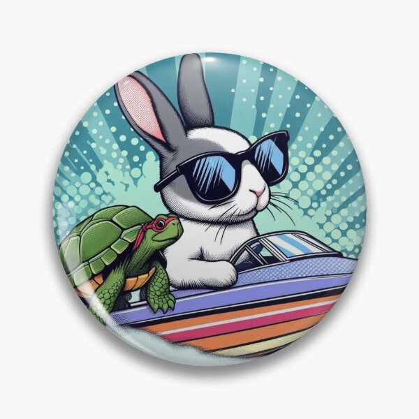 Item preview, Cute bunny and his friend turtle driving a speedboat designed and sold by Dogandesighn.