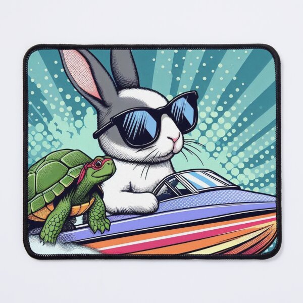 Item preview, Cute bunny and his friend turtle driving a speedboat designed and sold by Dogandesighn.