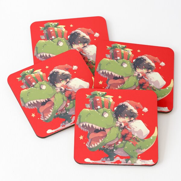Item preview, Hyakuya Yuuichirou Seraph Of The End Anime Boy Riding Christmas Dinosaur T-Rex Santa Claus designed and sold by TorbenKuhano.