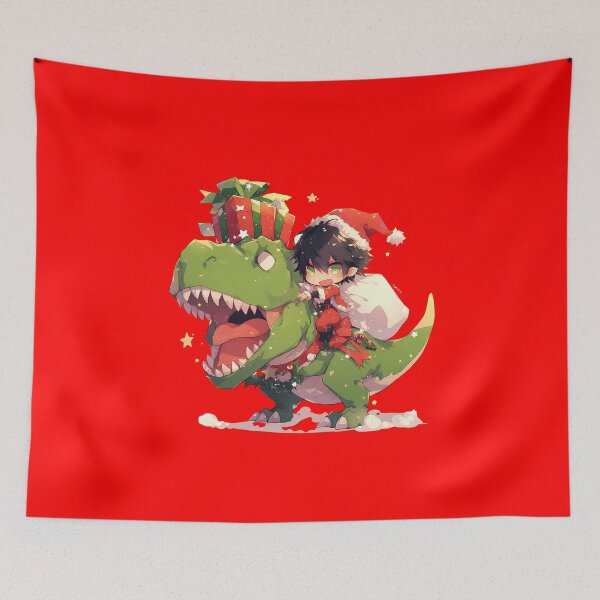 Item preview, Hyakuya Yuuichirou Seraph Of The End Anime Boy Riding Christmas Dinosaur T-Rex Santa Claus designed and sold by TorbenKuhano.