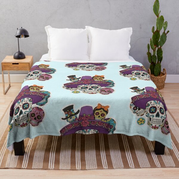 Item preview, Pegatina Fiesta de Calaveras de Azúcar del Día de Muertos | Arte colorido del Día de los Muertos | Diseño de sombrero floral de calavera designed and sold by SergioMiklos.
