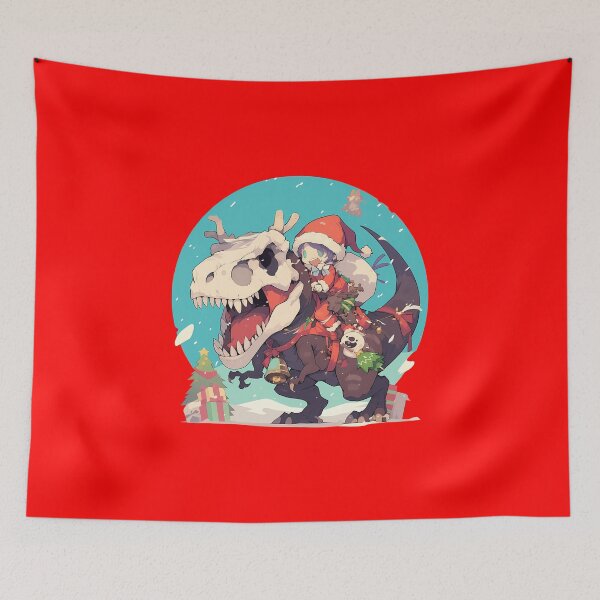 Item preview, Elias Ainsworth The Ancient Magus Bride Anime Riding Christmas Dinosaur T-Rex Santa Claus designed and sold by TorbenKuhano.