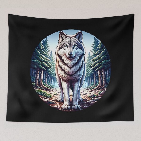 Item preview, Mystical wolf in a forest designed and sold by ReneMM.