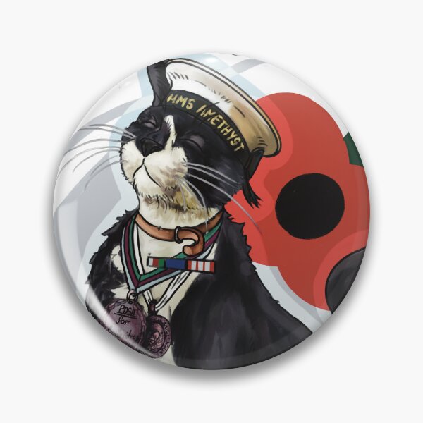 Item preview, Lest we forget: Able Seacat Simon – Dickin Medal Hero Cat Sticker (Remembrance Edition) designed and sold by Made-by-Anxiety.