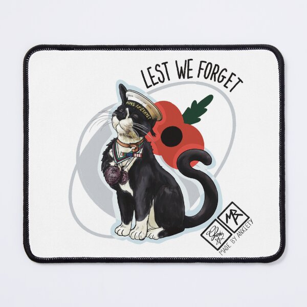 Item preview, Lest we forget: Able Seacat Simon – Dickin Medal Hero Cat Sticker (Remembrance Edition) designed and sold by Made-by-Anxiety.