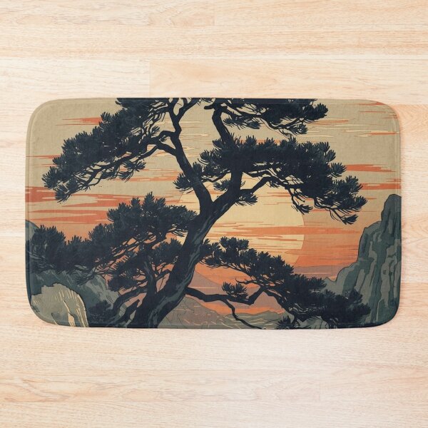 Item preview, Indigo Dusk Pines – Japanese Ukiyo-e Ink Wash Landscape in Sumi-e Style designed and sold by Vandy Fullam.