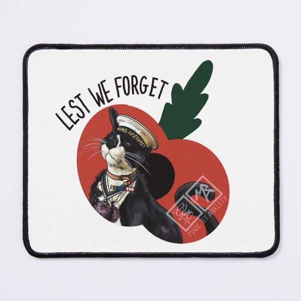 Item preview, Lest we forget: V2 Able Seacat Simon – Dickin Medal Hero Cat Sticker (Remembrance Edition) designed and sold by Made-by-Anxiety.