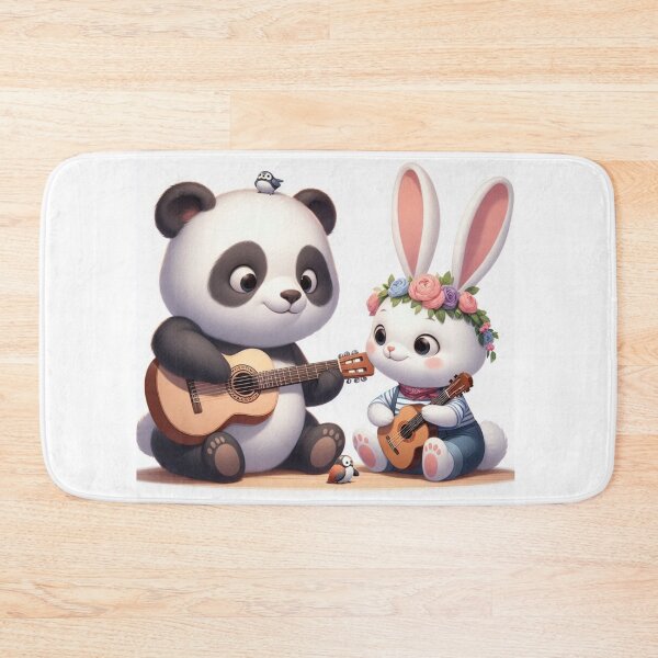 Item preview, Cute panda and bunny playing guitar designed and sold by Dogandesighn.
