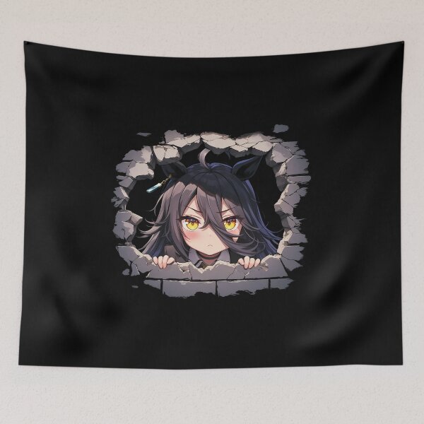 Item preview, Manhattan Cafe Uma Musume Pretty Derby Chibi Peeking Anime designed and sold by TorbenKuhano.