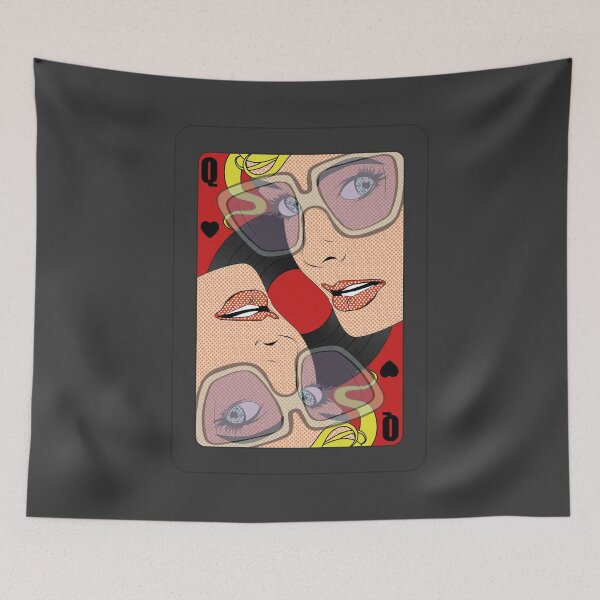 Item preview, Pop Art Queen Playing Card - Red Retro Comic Style designed and sold by SKETCHYANDGRAPHIC.