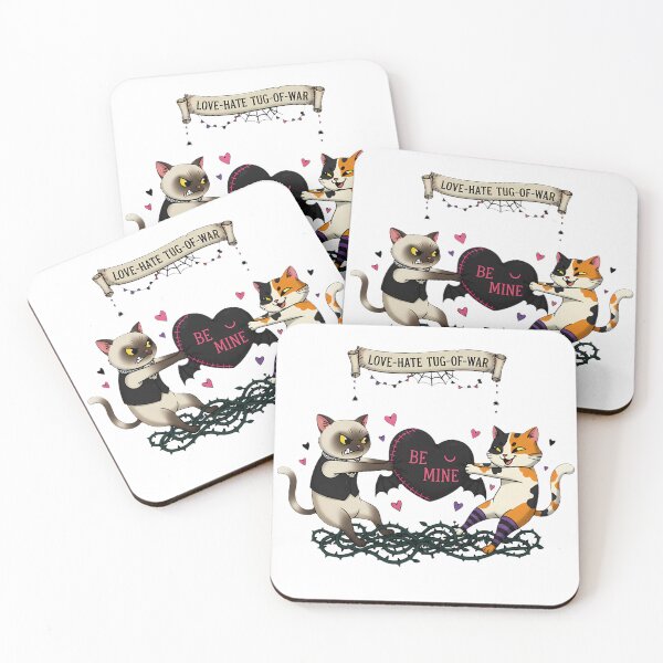 Item preview, Love-Hate Tug-of-War Cats | Gothic Valentine's Day designed and sold by meesub.