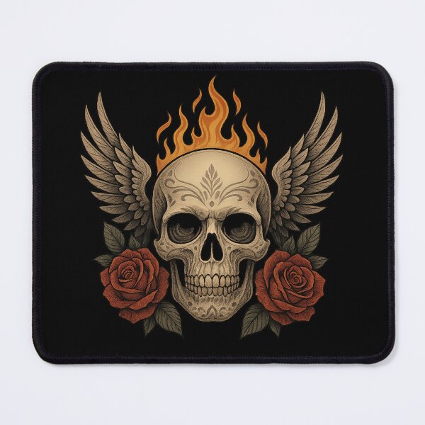 Item preview, Hyperreal Gothic Skull with Roses and Wings designed and sold by LaNadaYFundante.