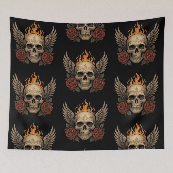 Item preview, Hyperreal Gothic Skull with Roses and Wings designed and sold by LaNadaYFundante.