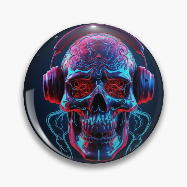 Item preview, Neon Echoes of the Mind: A Cybernetic Skull Immersed in the Hypnotic Rhythms of Digital Sound designed and sold by Epsydon Designers.