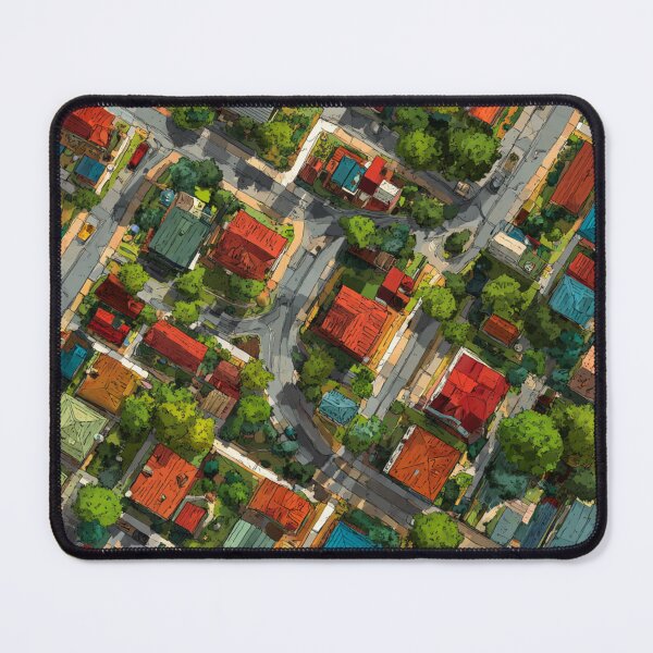 Item preview, Colorful Neighborhood – Aerial Cityscape Pattern designed and sold by casualnature.