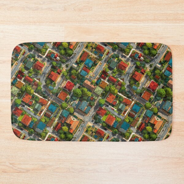 Item preview, Colorful Neighborhood – Aerial Cityscape Pattern designed and sold by casualnature.