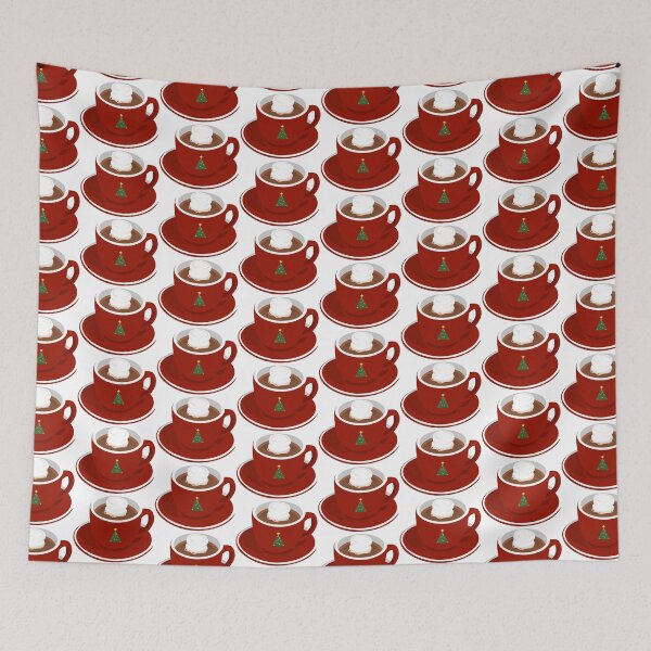 Item preview, Mug of hot chocolate with marshmallow, Christmas time, winter time, red mug with Christmas tree designed and sold by Aome22.