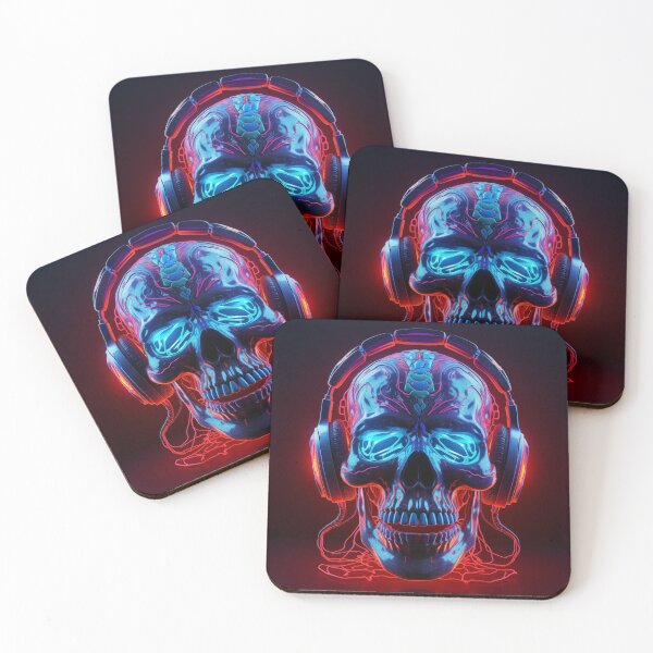 Item preview, Neon Echoes of the Mind: A Cybernetic Skull Immersed in the Hypnotic Rhythms of Digital Sound designed and sold by Epsydon Designers.