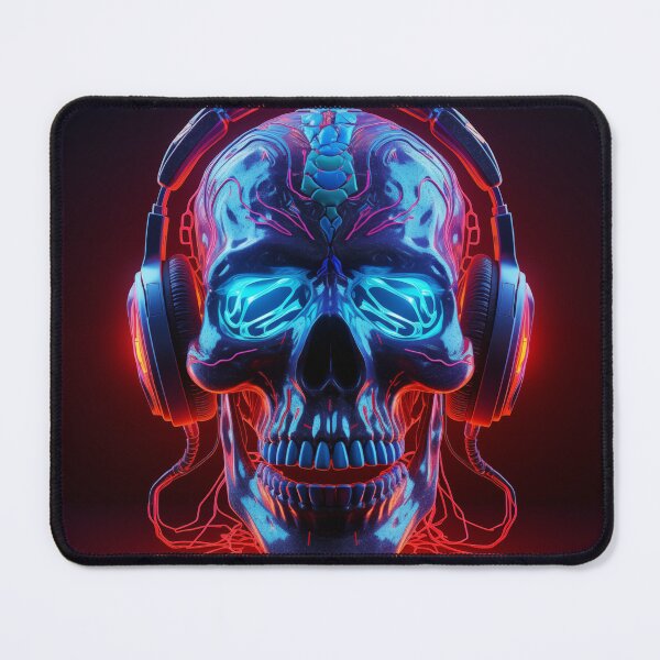 Item preview, Neon Echoes of the Mind: A Cybernetic Skull Immersed in the Hypnotic Rhythms of Digital Sound designed and sold by Epsydon Designers.