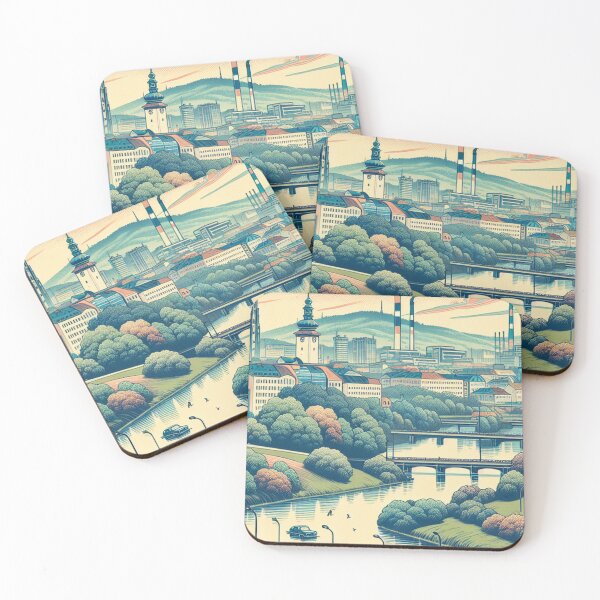 Item preview, Ukiyo-e Woodblock Print of Ostrava, Czech Republic – Edo-Style Japanese Ink Landscape designed and sold by Vandy Fullam.