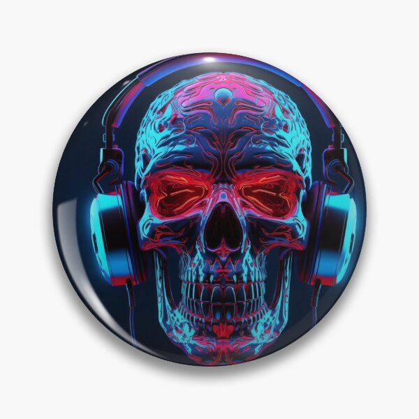 Item preview, Neon Echoes of the Mind: A Cybernetic Skull Immersed in the Hypnotic Rhythms of Digital Sound designed and sold by Epsydon Designers.