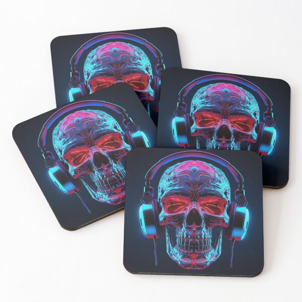 Item preview, Neon Echoes of the Mind: A Cybernetic Skull Immersed in the Hypnotic Rhythms of Digital Sound designed and sold by Epsydon Designers.