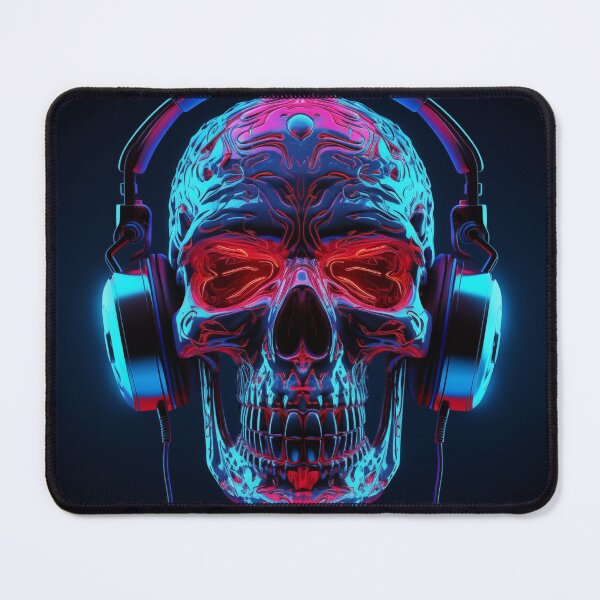 Item preview, Neon Echoes of the Mind: A Cybernetic Skull Immersed in the Hypnotic Rhythms of Digital Sound designed and sold by Epsydon Designers.
