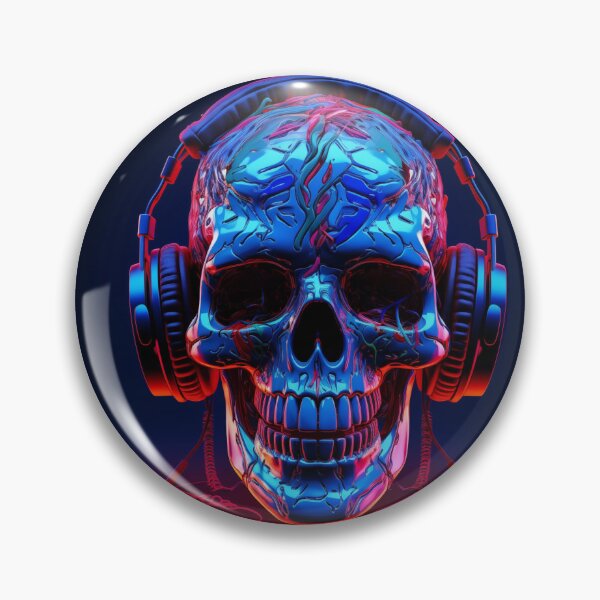 Item preview, Neon Echoes of the Mind: A Cybernetic Skull Immersed in the Hypnotic Rhythms of Digital Sound designed and sold by Epsydon Designers.