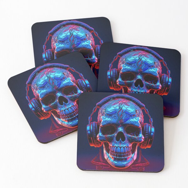 Item preview, Neon Echoes of the Mind: A Cybernetic Skull Immersed in the Hypnotic Rhythms of Digital Sound designed and sold by Epsydon Designers.