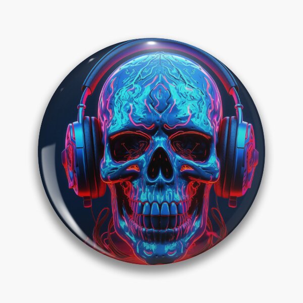 Item preview, Neon Echoes of the Mind: A Cybernetic Skull Immersed in the Hypnotic Rhythms of Digital Sound designed and sold by Epsydon Designers.