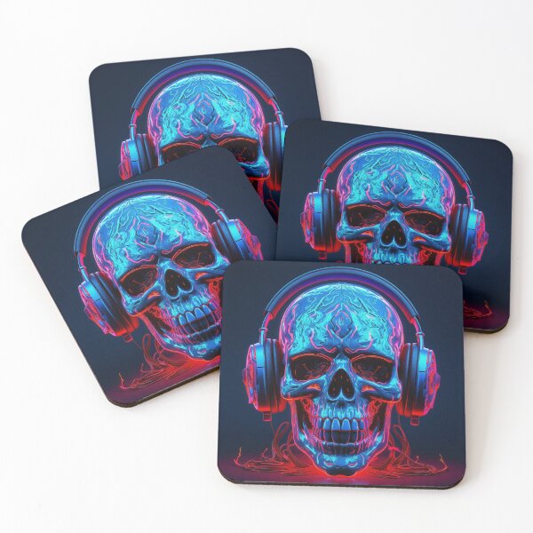 Item preview, Neon Echoes of the Mind: A Cybernetic Skull Immersed in the Hypnotic Rhythms of Digital Sound designed and sold by Epsydon Designers.