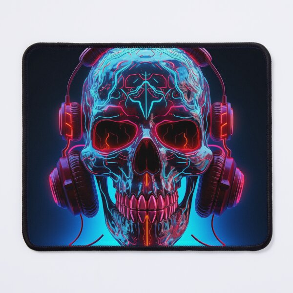 Item preview, Neon Echoes of the Mind: A Cybernetic Skull Immersed in the Hypnotic Rhythms of Digital Sound designed and sold by Epsydon Designers.